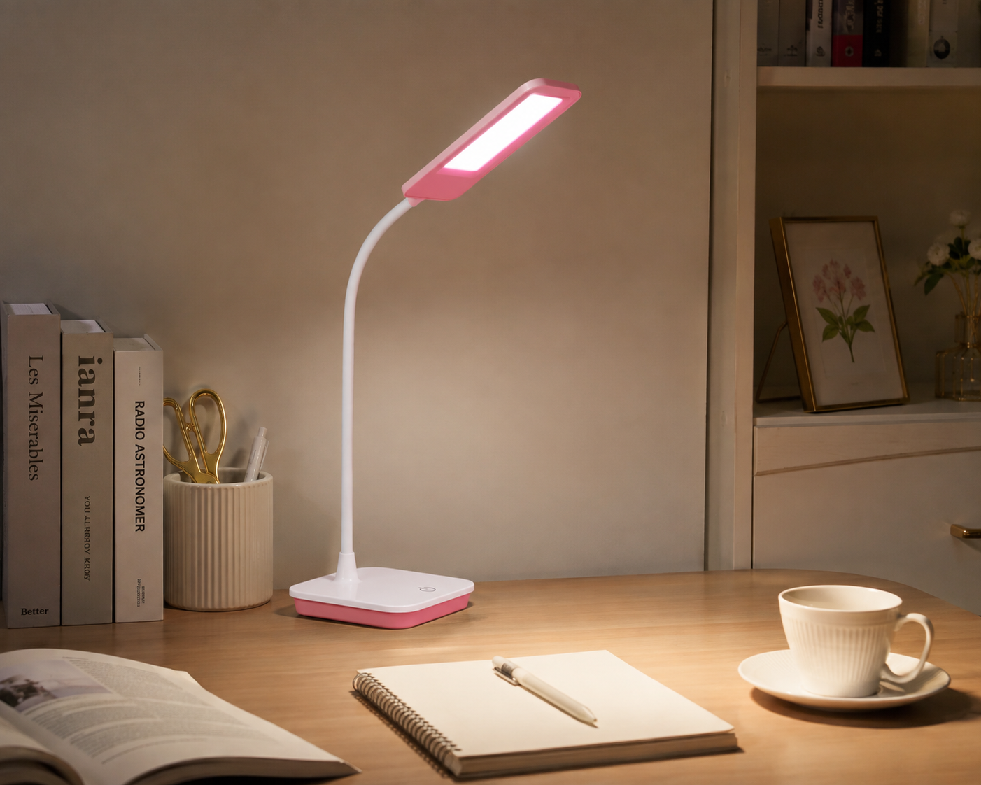 ლედ მაგიდის სანათი DIMMABLE 5000K PINK BODY 7042- 7W